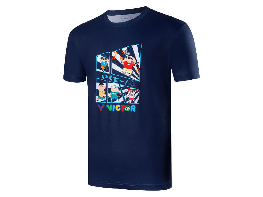 VICTOR X 蠟筆小新 聯名運動T恤 T-404CS B 世紀藍